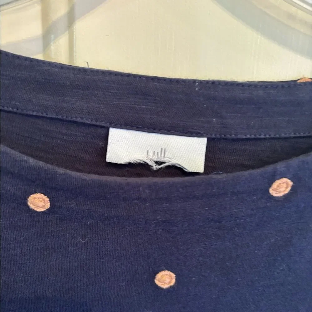 J Jill Navy Top with Tan Polka Dots